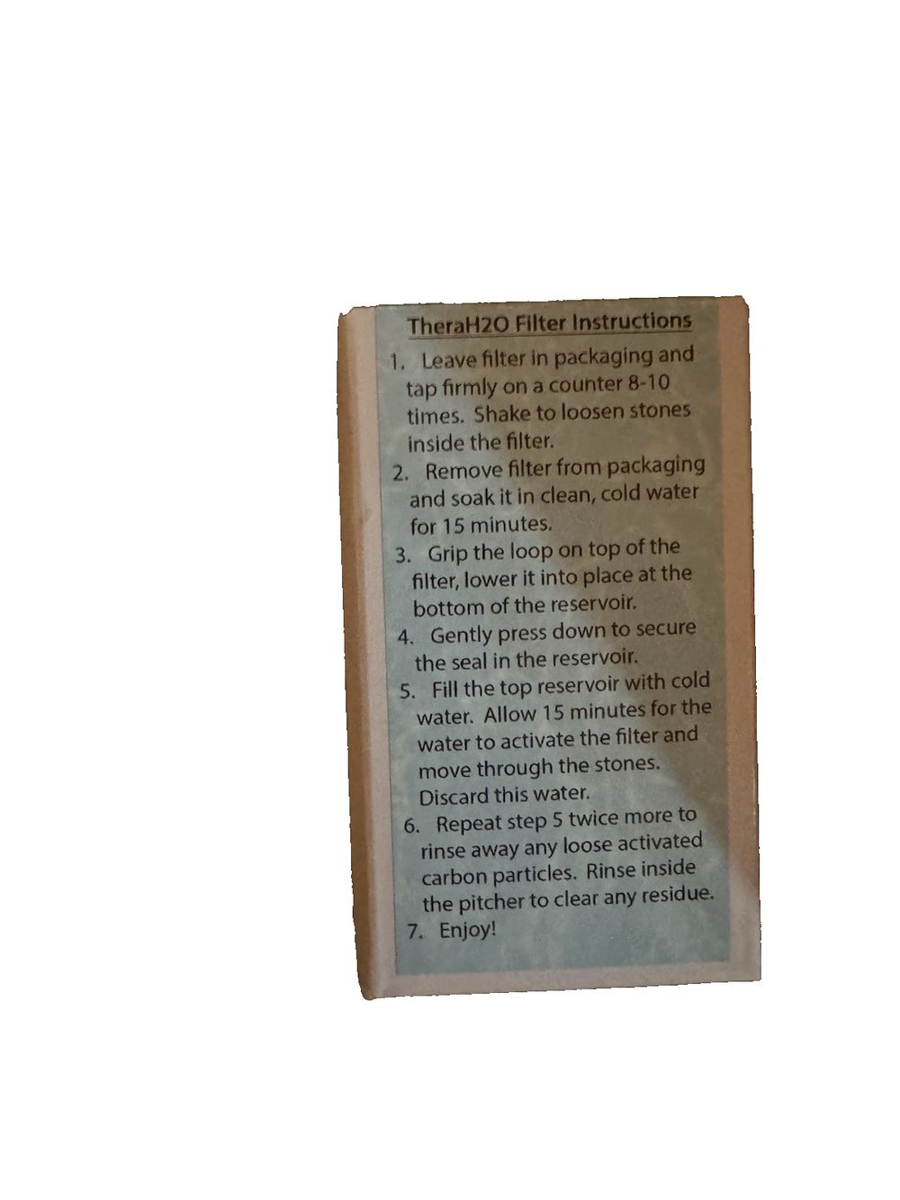 TheraH2O Pitcher Replacement Filter, TheraH20 – a book with a poem on it