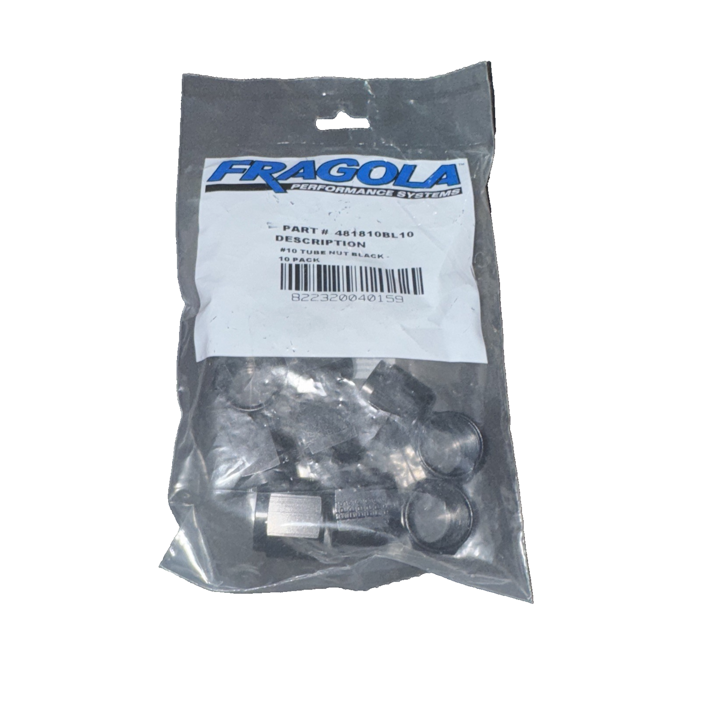 Fragola -10AN Tube Nut Black 10 Pack #481810BL10