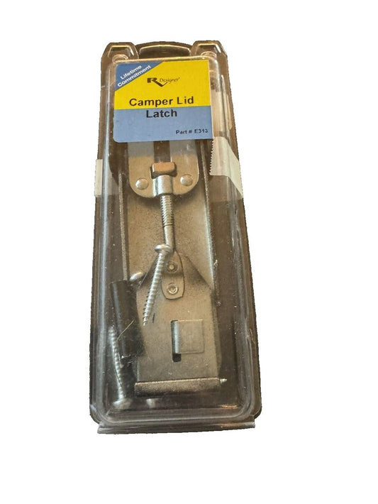 RV Designer E313, Camper Latch, Folding, Chrome, Exterior Hardware, DaveyDooDeals – a small metal latch with a screw