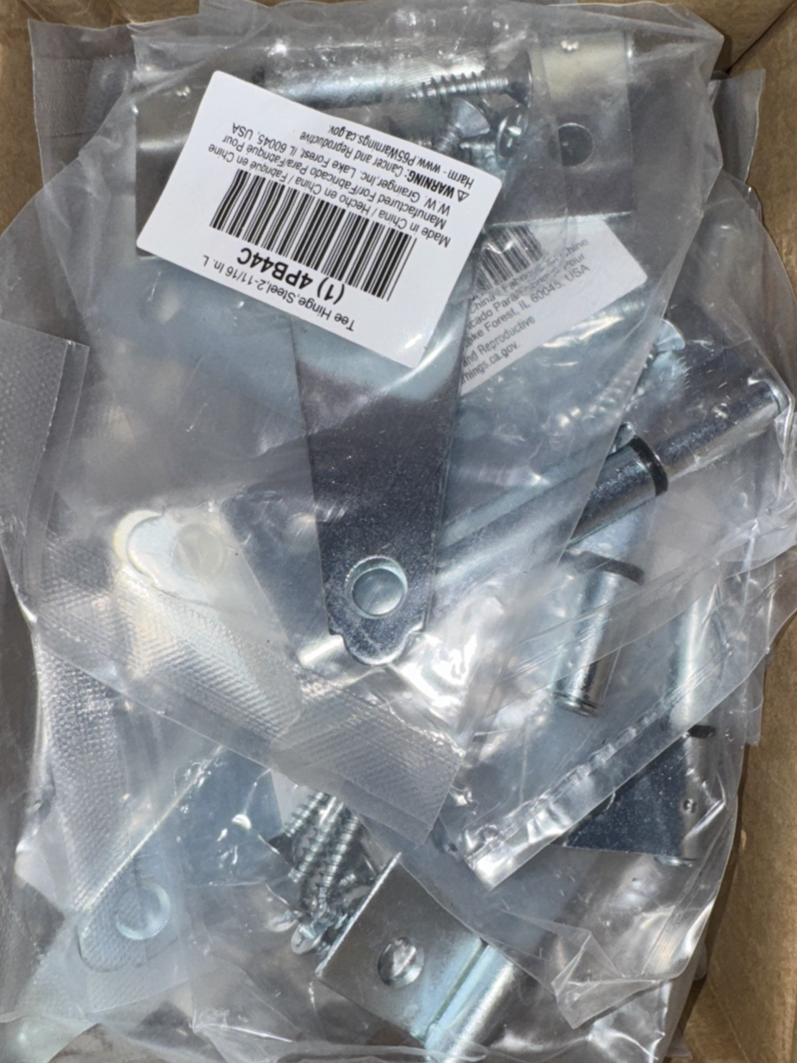 14PB44 Tee Hinge, Steel 2-1 1/16 Inch L 20 Pack