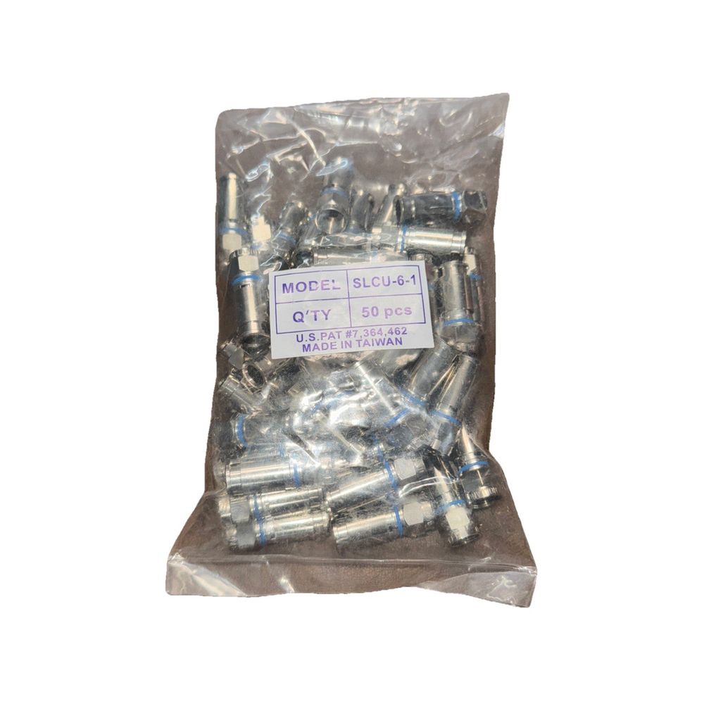 Slcu-6 F-type Compression Connector - Rg6 50 Pack, Unbranded – a bag of silver foil