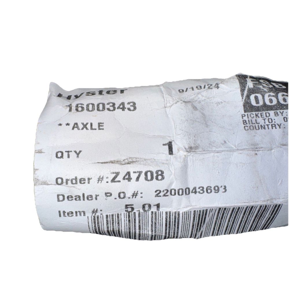 HYSTER 1600343| AXLE – a piece of paper with a barcode on it
