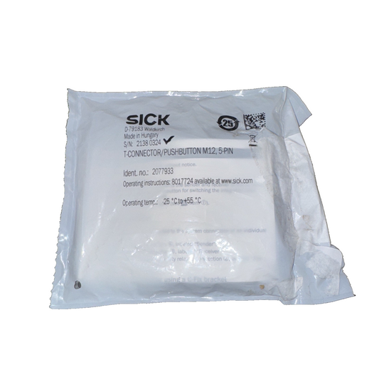Sick T-connector with pushbutton for laser alignment aid, M12, 5-pin 2077933