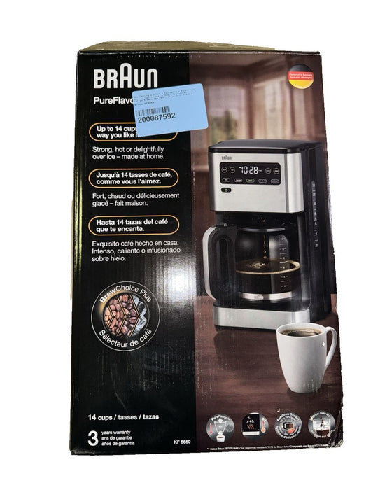 Braun KF5650BK PureFlavor 14-Cup Black & SS Programmable Coffee Maker – brin coffee machine