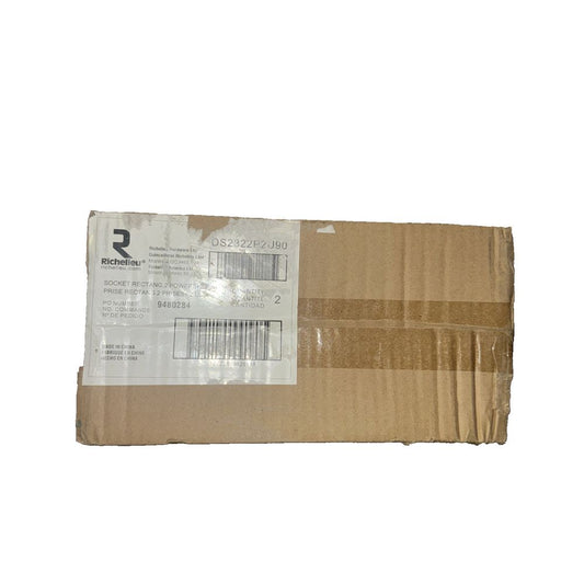 RichelIeu Power station with two USB-A ports and two outlets 2 Pack – a brown cardboard box with a white label on it