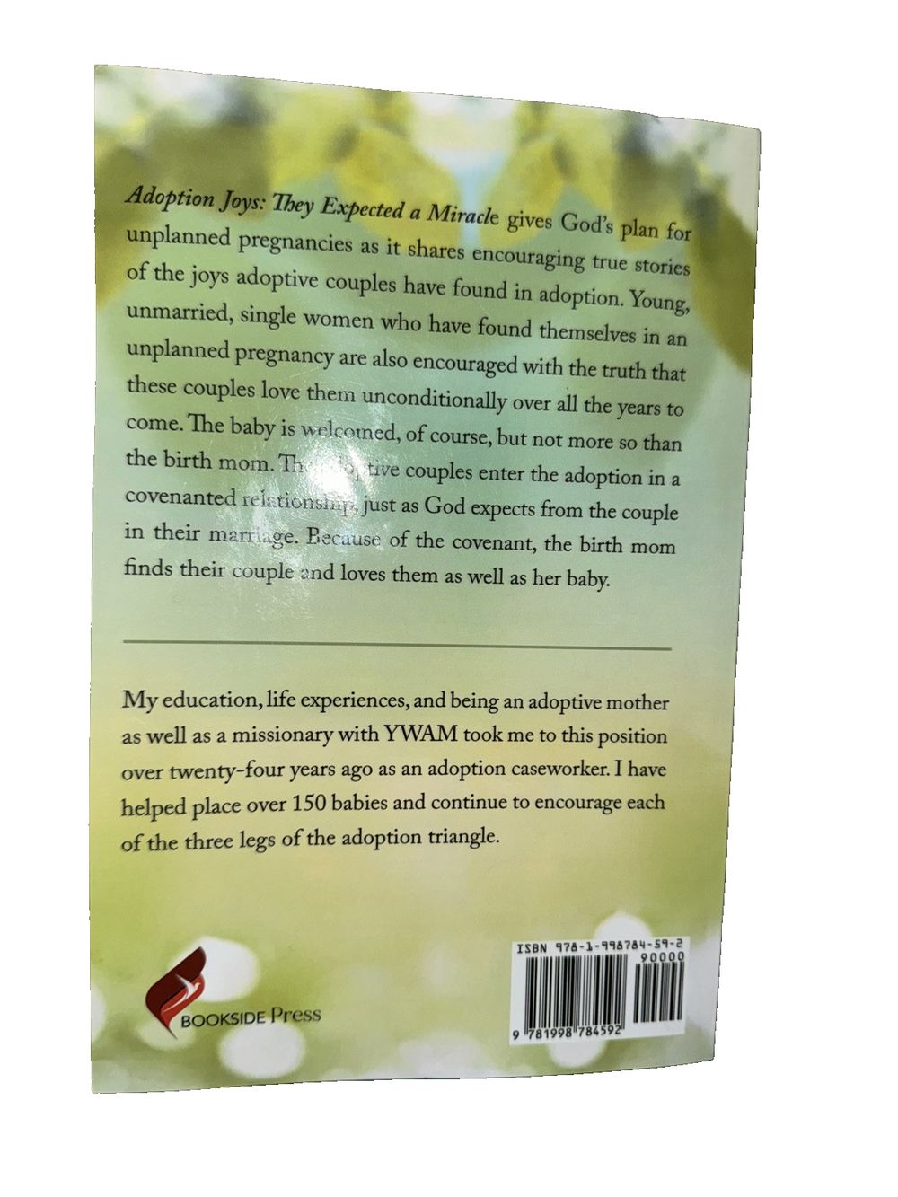 Adoption Joys: They Expected A Miracle, DaveyDooDeals – the back cover of the book, showing the back cover