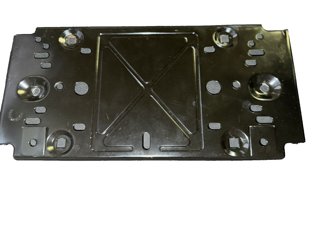 Dorman 68148 Front License Plate Bracket – a black plastic tray with four holes