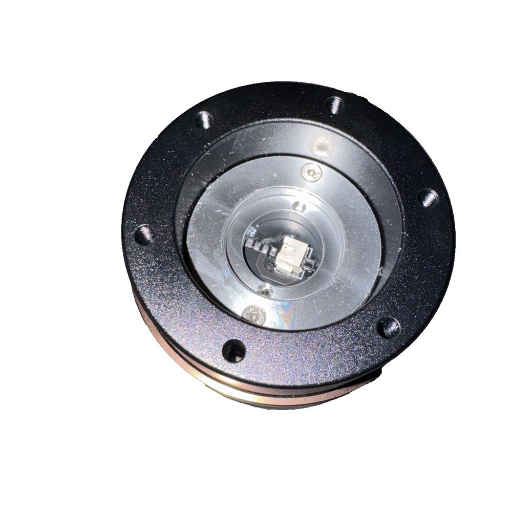 Wheel Base + Quick Release 70mm For Simagic Moza Racing Simulator Steering Brown, AINX – a close up of a metal disc