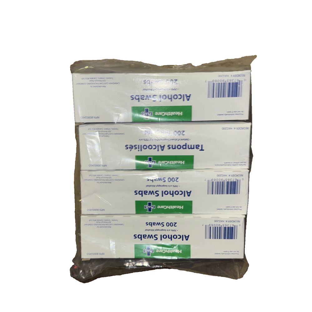 Health Care Plus Alcohol Tampons 4 Packs of 200 – three packs of liquid wipes