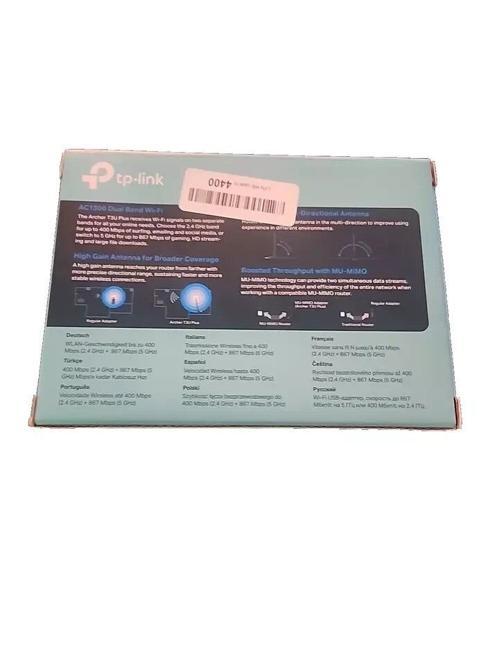 TP-Link Archer T3U Plus USB WiFi Adapter AC1300Mbps USB 3.0 for Desktop PC – a box of the new product