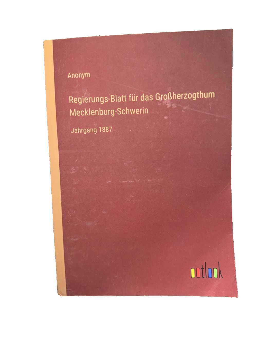 Regierungs-Blatt fr das Groherzogthum Mecklenburg-Schwerin: Jahrgang 1887, DaveyDooDeals – a red book with the title ' reut - bir grgeheimu…