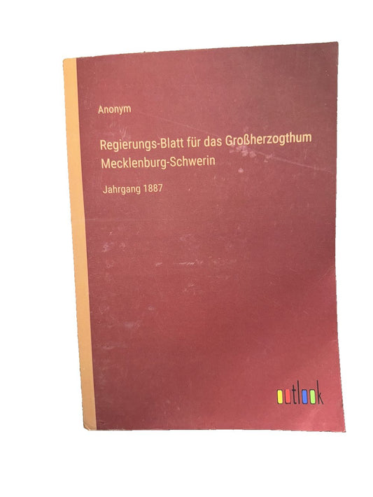 Regierungs-Blatt fr das Groherzogthum Mecklenburg-Schwerin: Jahrgang 1887, DaveyDooDeals – a red book with the title ' reut - bir grgeheimu…