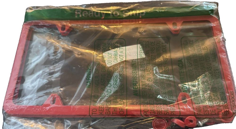 GaRhomxy License Plate Frames, 2 PCS 4 Holes Stainless Steel License Plate Holde – a red plastic bag with a plastic handle