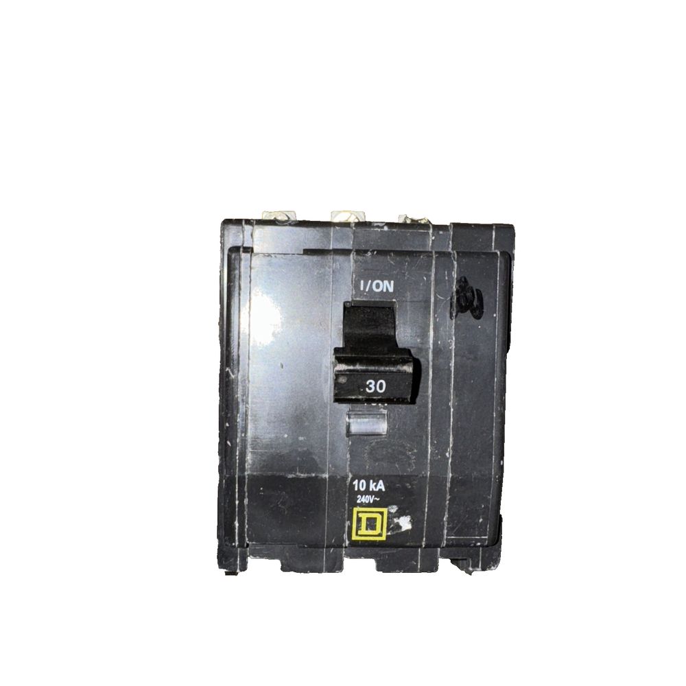 MINIATURE CIRCUIT BREAKER, 30 A, 120/240V AC, THREE PHASE, 10KA AT 120/240V AC,, Square D – a black and yellow circuit breaker