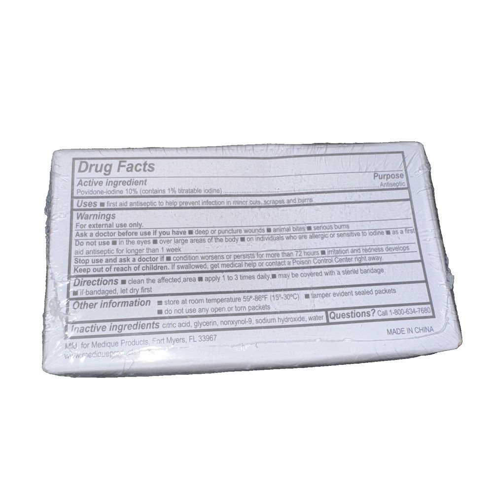 Medique Products 26712 Iodine Wipes Expiry 2025-07-31, Medi-First – a packet of drug packets