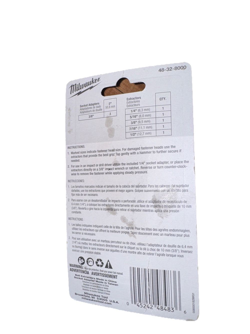 Milwaukee 48-32-8000 SHOCKWAVE Impact Extractor Set - 6 PC – a package of a small plastic tag