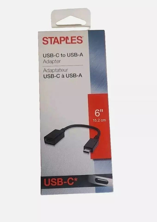 Staples 6" USB-C to USB 3.0 Adapter - High-Speed Data Transfer, Black – usb to usb adapt adapt cable