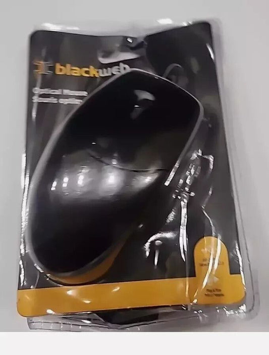 BlackWeb Optical Mouse - Precision & Comfort for Everyday Use – a pair of black shoes in a plastic bag