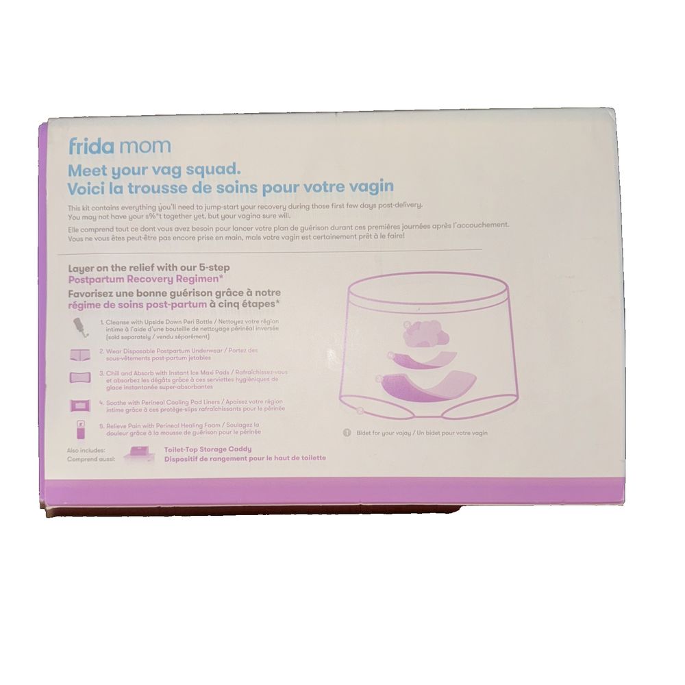 Frida Mom - Postpartum Recovery Essentials Kit EXP-2026-06-30 – a box of underwear with a pink label