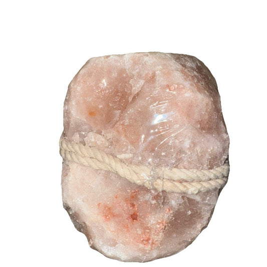 Likit Himalayan Rock Salt Lick, DaveyDooDeals – a pink quartz stone with rope