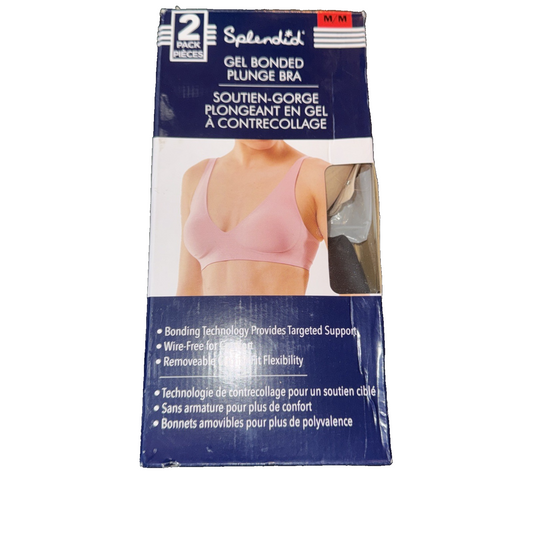 Splendid Gel Bonded Plunge Bra 2 Pack Colors: Beige / Black - Size Medium