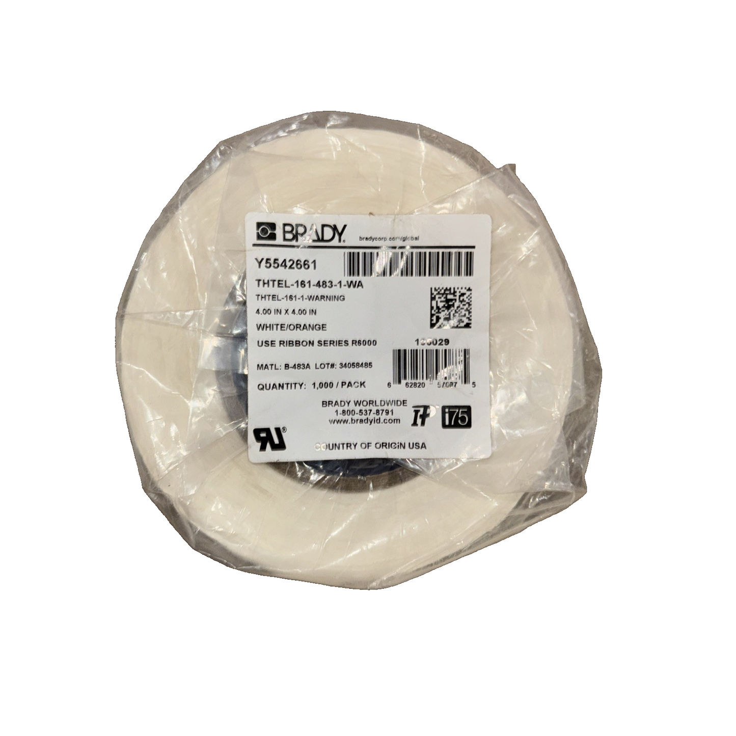 Brady Part: THTEL-161-483-1-WA | 105029 | 3" Core High White/orange