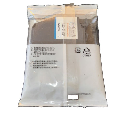 Genuine Brother Refresh LC401CR Ink - BLUE – a package of a plastic bag with a plastic bag on the side