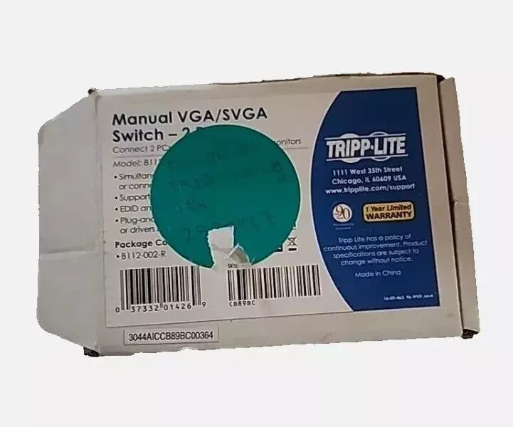 Tripp Lite B112-002-R 2-Port VGA/SVGA Video Switch HD15 Push-Button Switch – tripe® tp - 2 / sva - tp - 2 / sv - t