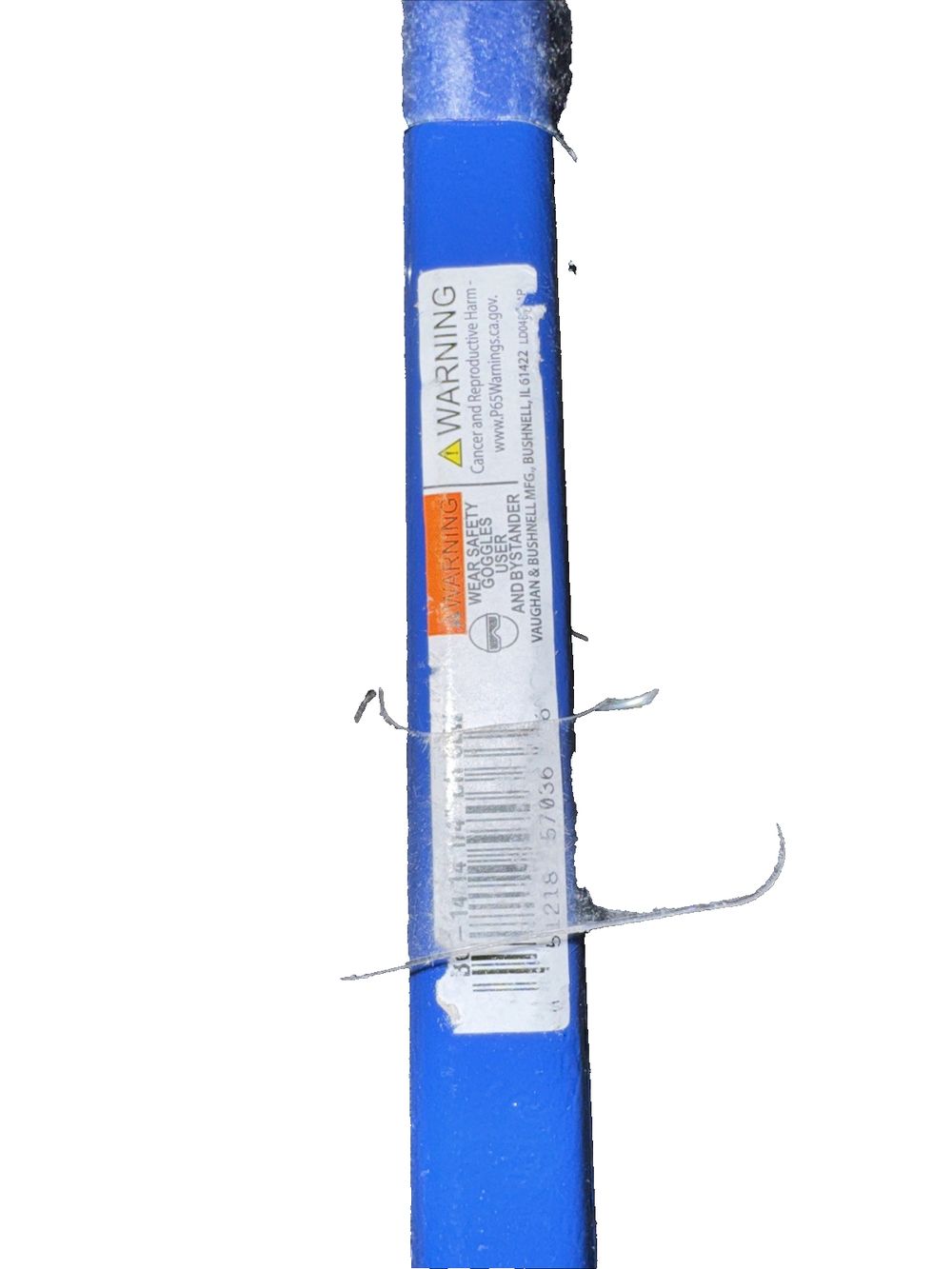 Vaughan 14 1/4" BEAR CLAW NAIL PULLER, 26 oz. – a blue plastic tube with a white background
