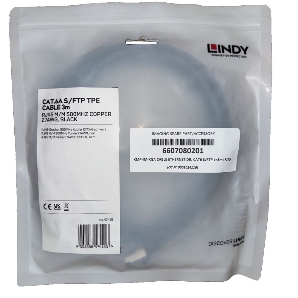 3m Cat.6A S/FTP TPE Network Cable, Black, Lindy – liny cable cable, 1m, 1m, 2m, 3m, 3m