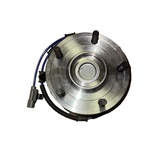 MOOG Wheel Bearing and Hub Assembly 512360 – a metal plate with a blue wire