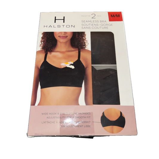 Halston 2 Pack Seamless Bra Color Black Size Medium