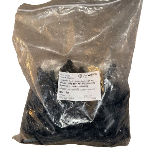 300-Kt-78-3/8x16-SW Adjustable Levers 50 pack, JW WInco – a bag of black powder