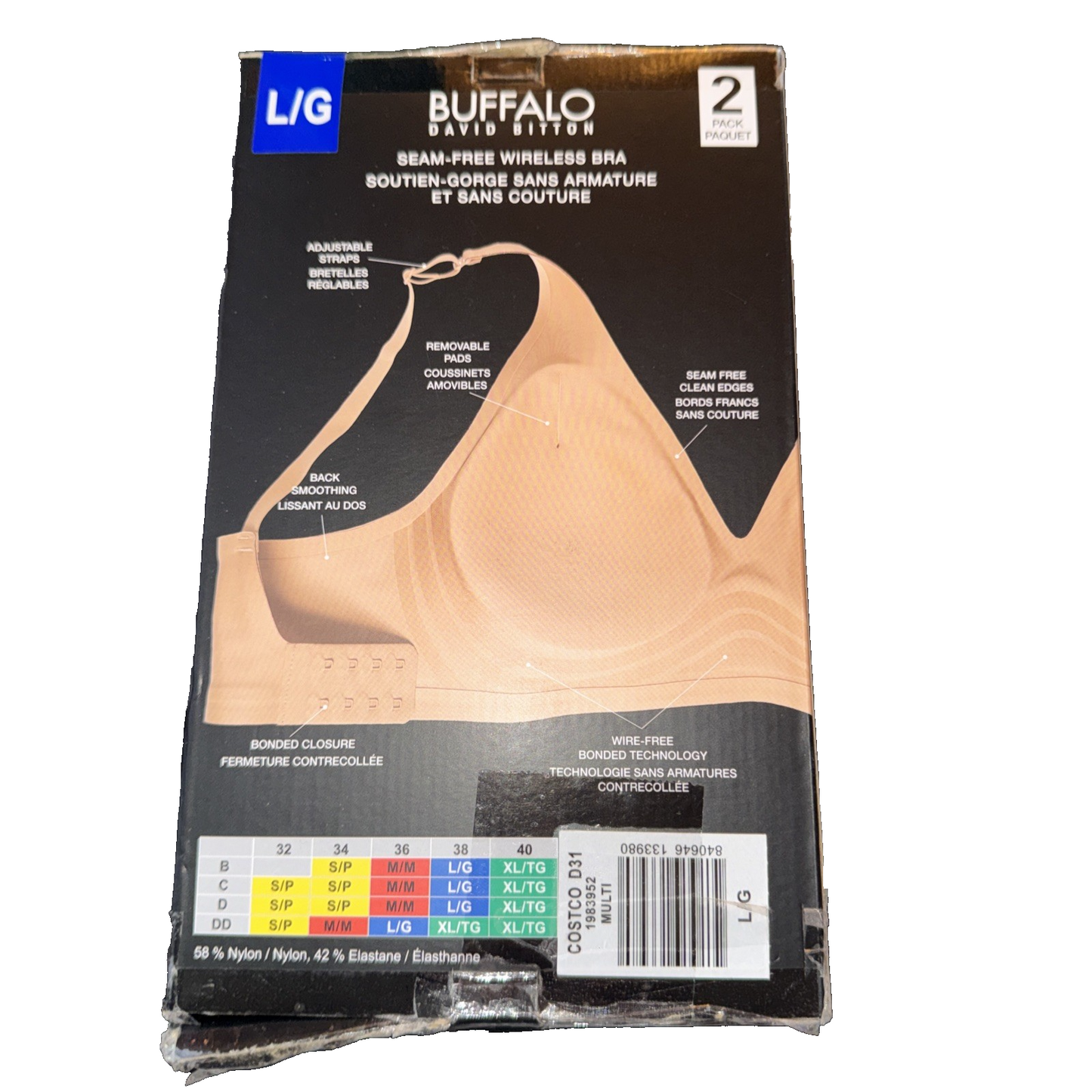 Buffalo David Bitton Wire Free Bra 2 Pack Colors Beige And Brown Size large