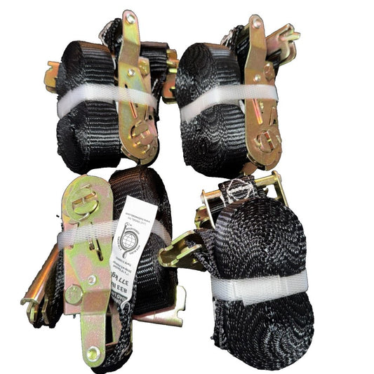 Tie Down Strap With Ratchet 4 Pack, Unbranded – a set of four black and white rollers