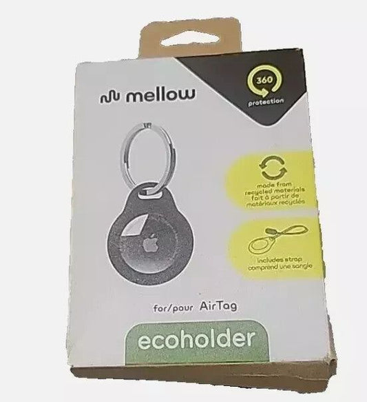 Mellow Ecoholder for AirTag - Stylish Raven Strap & Key Ring, Secure & Elegant – a box of a keyring with a tag