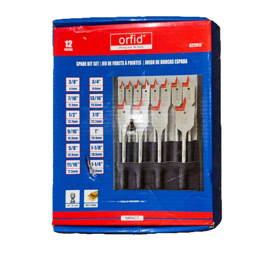 Orfid 12 PIECE Spade Bit Set Impact – dri 5 piece set of screws
