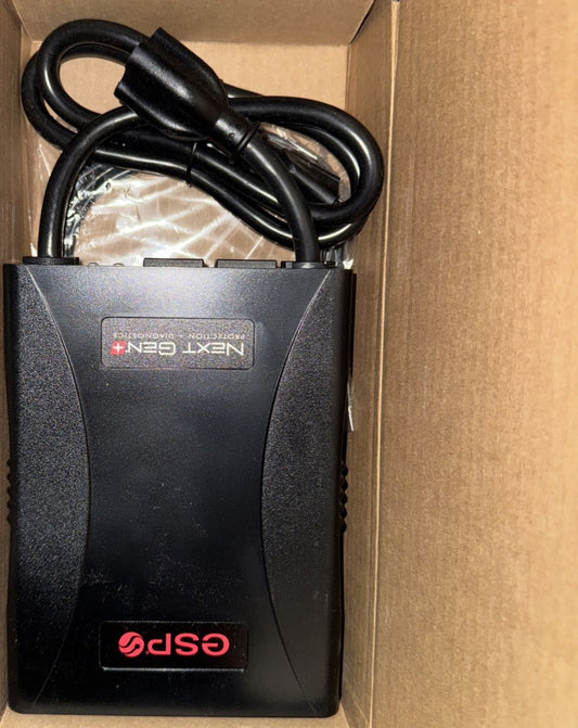 ESP Next Gen Surge Protector/Noise Filter/Power Monitor, (Model # XG-PCS-20D) – a box with a black power cord in it