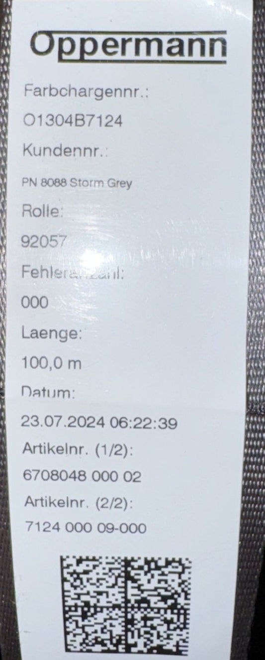 Opperman webbing 100m X2" Gray Webbing/Strap – a black and white label on a black and white label