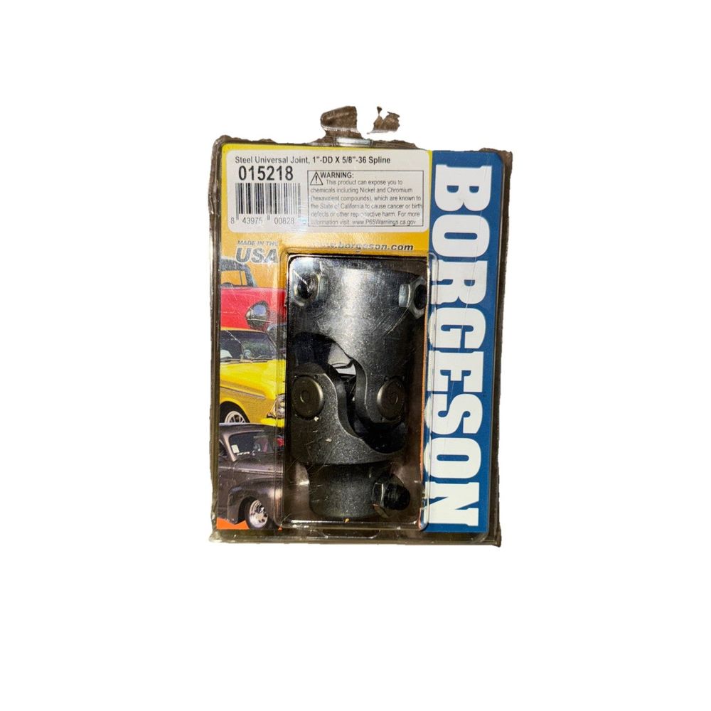 Borgeson 015218 Steel Single Steering U-Joint 1In Double-D X 5/8In-36 Spl – a black plastic object with a white background