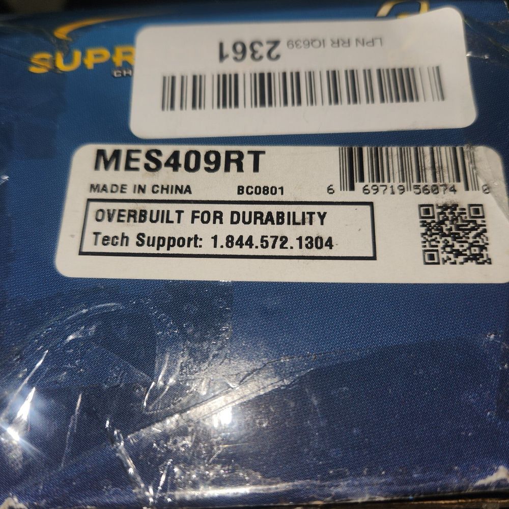 Mevotech Supreme Tie Rod End MES409RT – a label on a blue box with a barcode