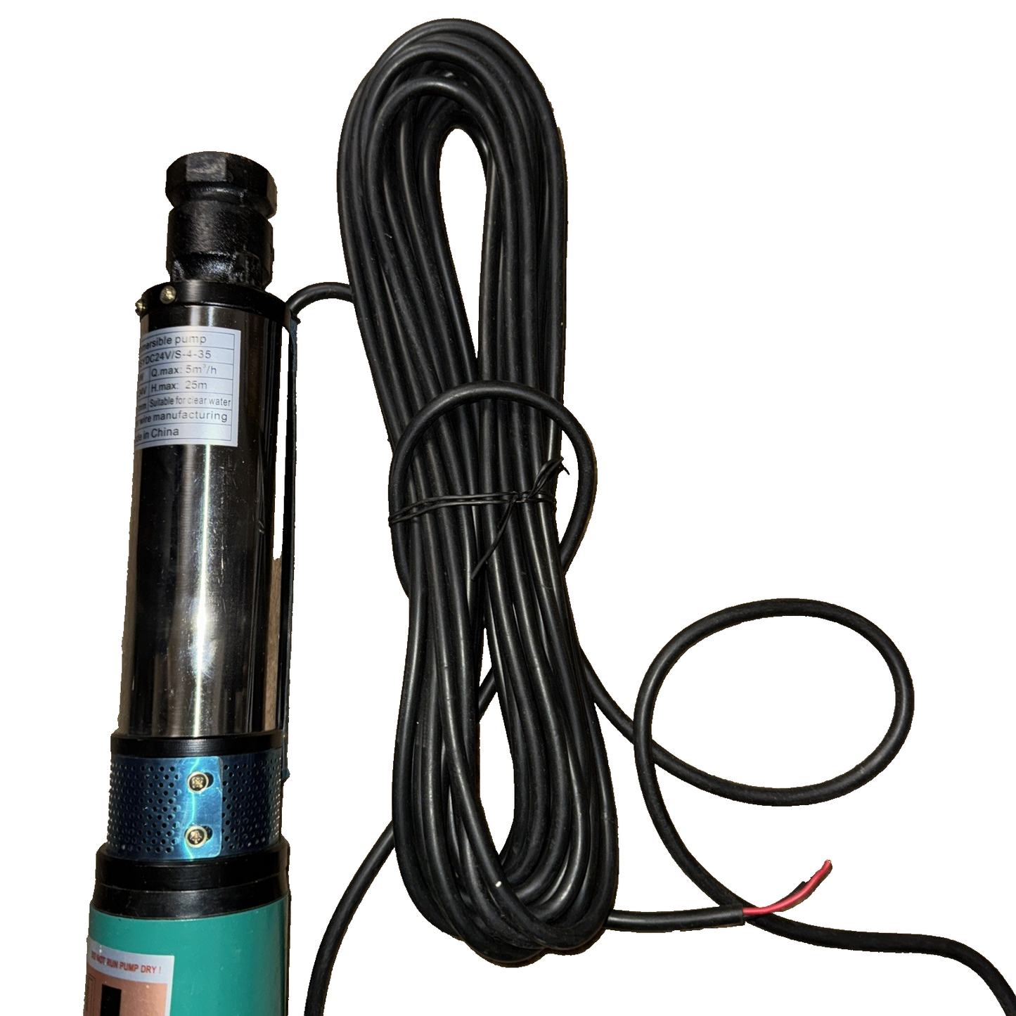 Submersible Deep Well Pump, 24V DC Stainless Steel Solar Deep Well 3SYDC24V/S-4