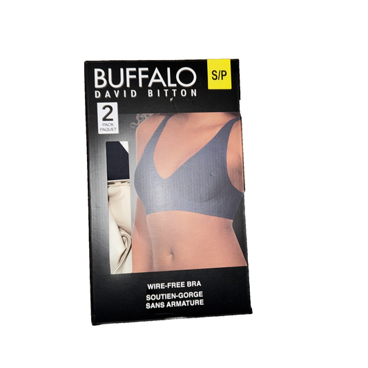 Buffalo David Bitton Wire Free Bra 2 Pack Colors White And Black Size Small