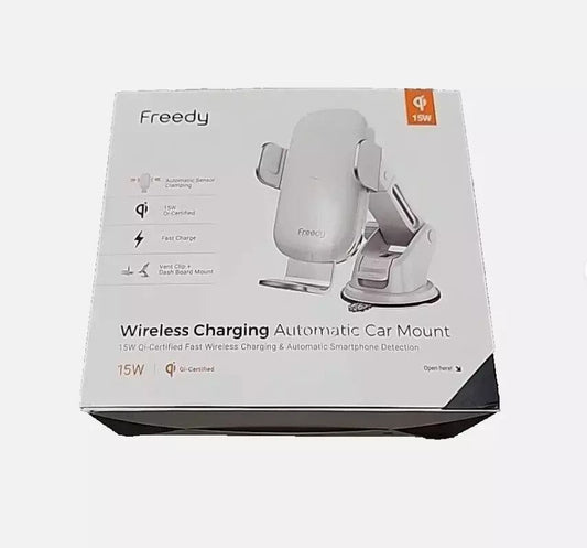 Freedy 15W Fast Wireless Car Charger – Air Vent, Dashboard & Windshield Mount – a box of a wireless home security device