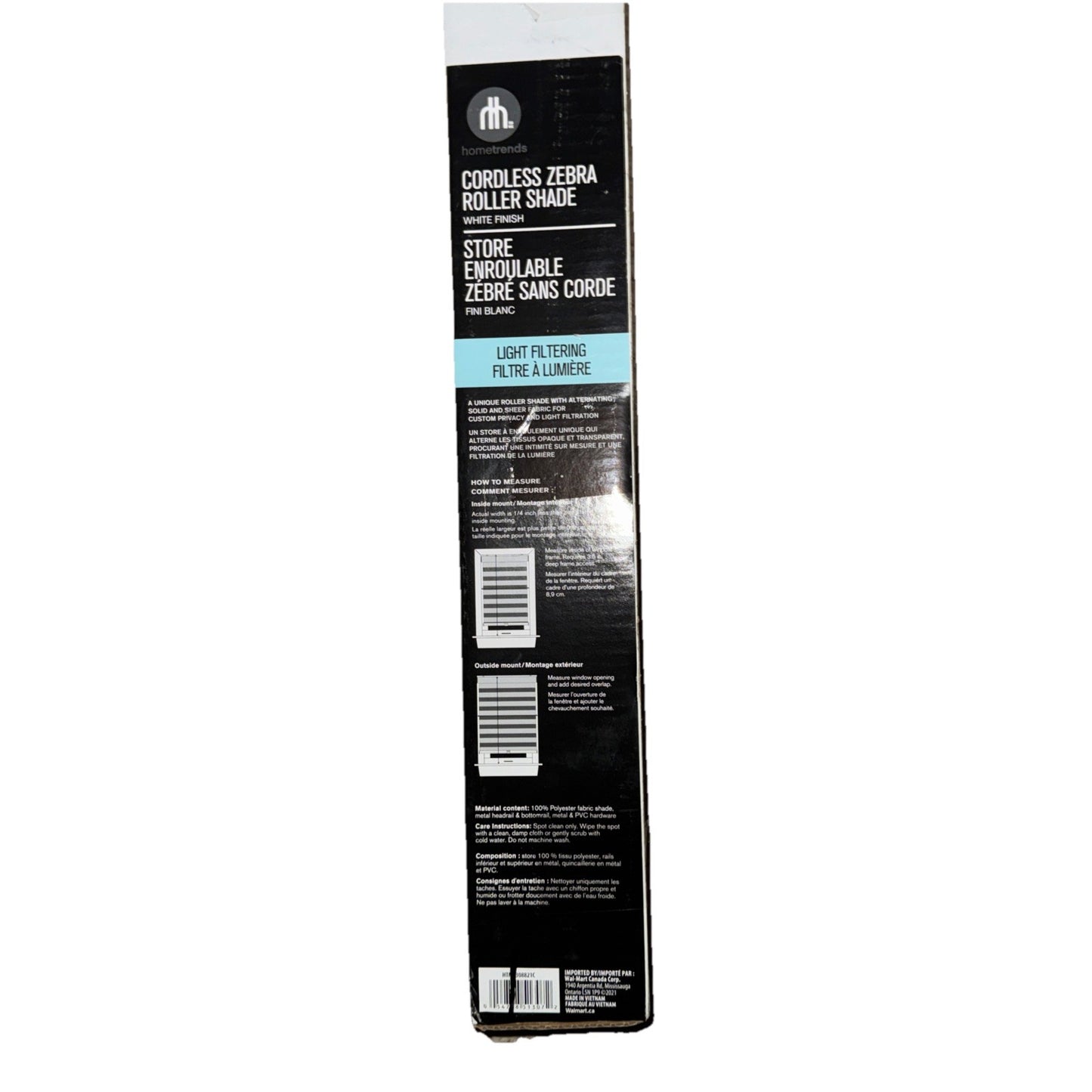 Home Trends Cordless Zebra Roller Shade White Finish 30" x 72"