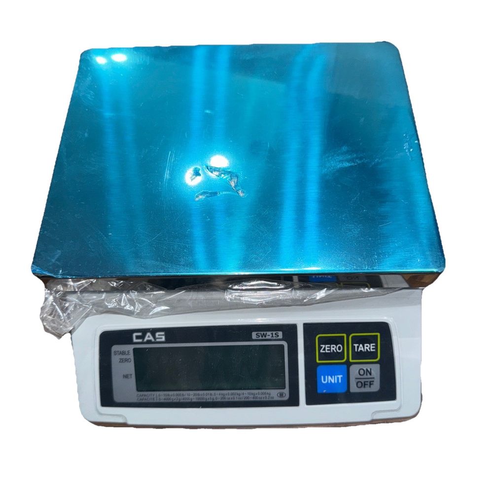 Cas Sw-1-20 Portable Digital Scale 20 lb x 0 01 lb Legal for Trade – a blue and white electronic scale with a white background