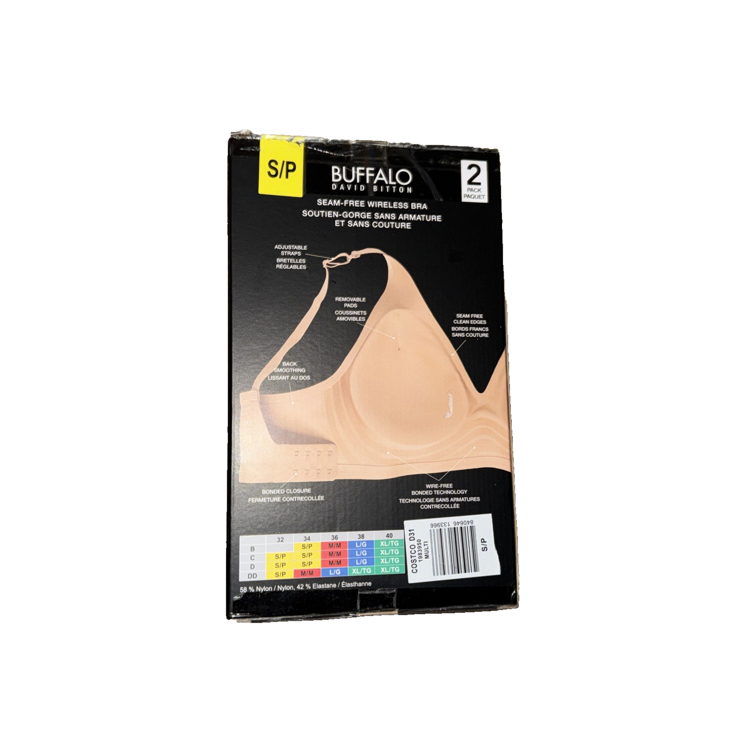 Buffalo David Bitton Wire Free Bra 2 Pack Colors Beige And Black Size Small