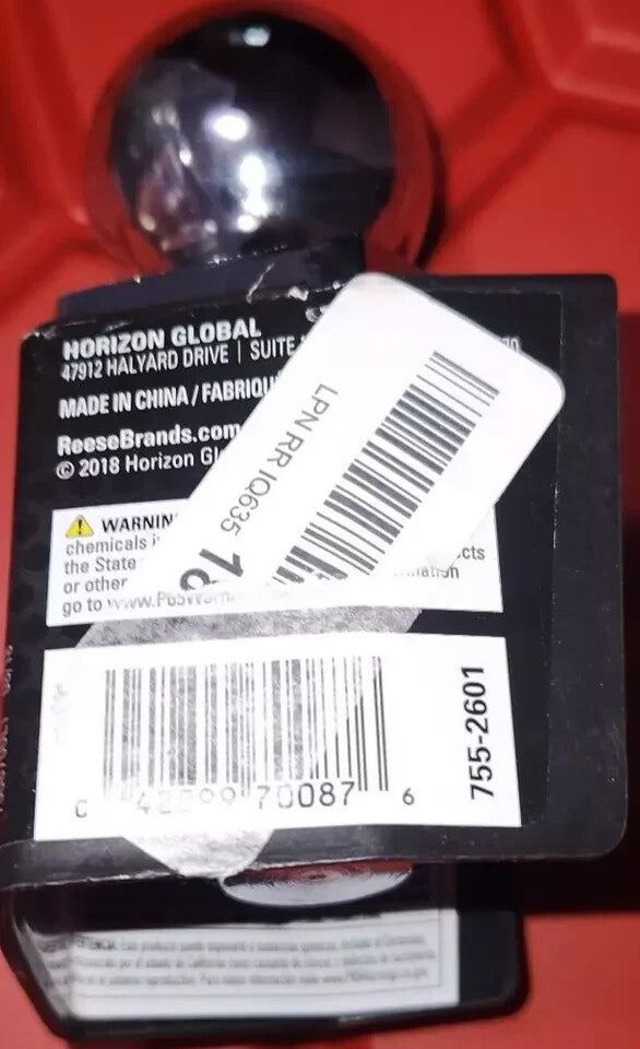 Reese Towpower 7008700 1-7-8" Chrome Steel Interlock Hitch Ball – a red box with a black and white label