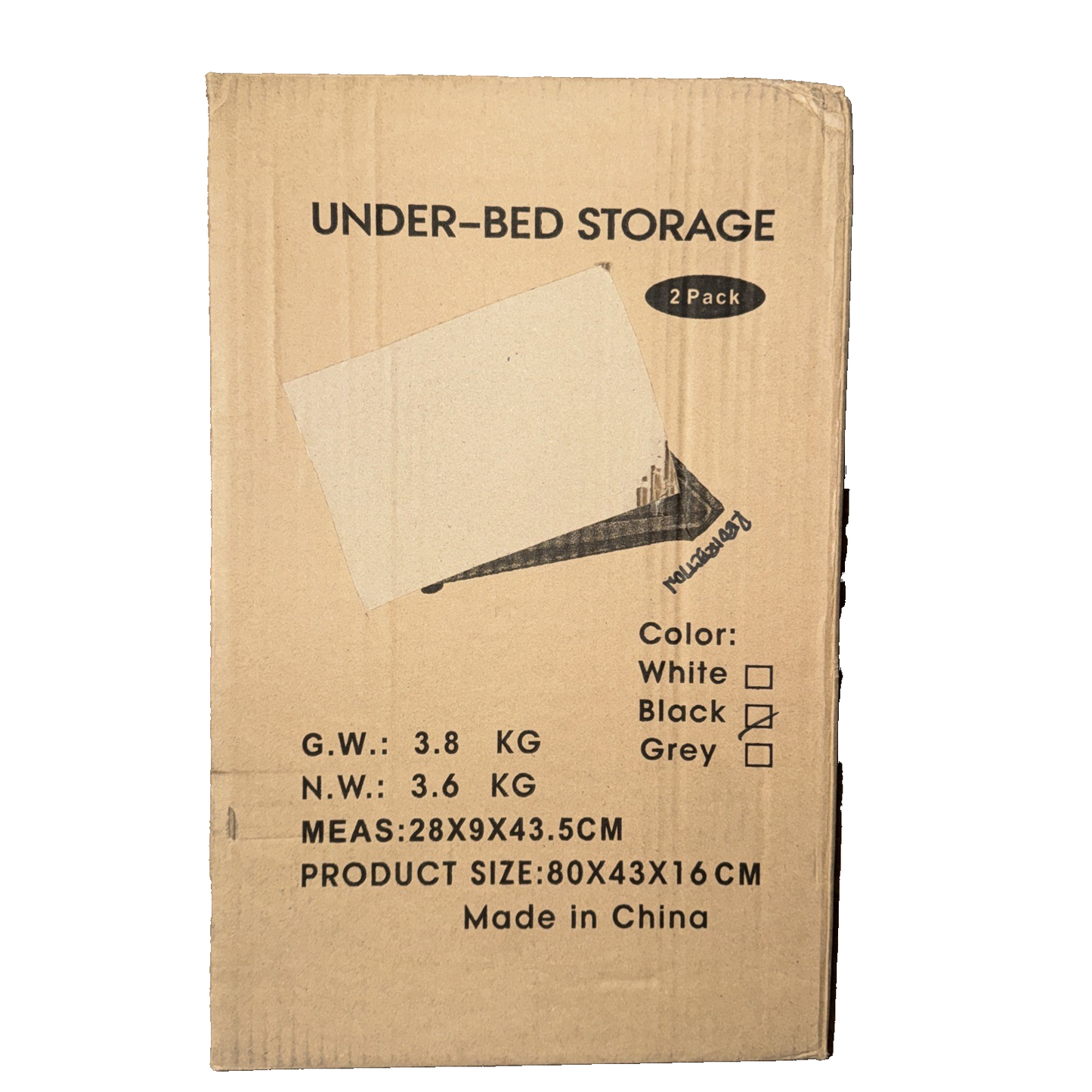 Under Bed Storage Container Black 80cm x 43cm x 16cm Space Saver Organizer