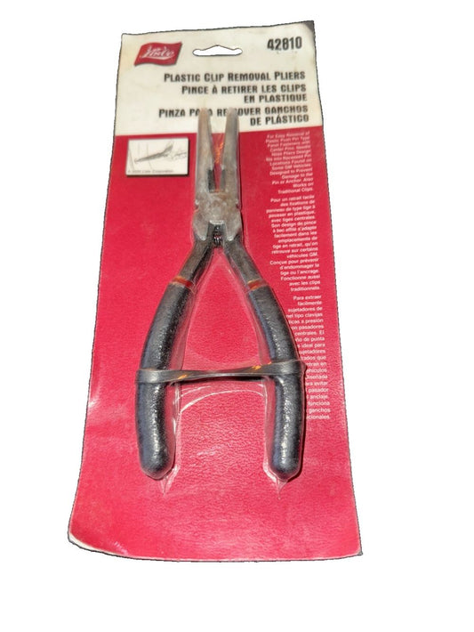 Lisle 42810 Plastic Clip Removal Pliers – a pair of pliers with a red box